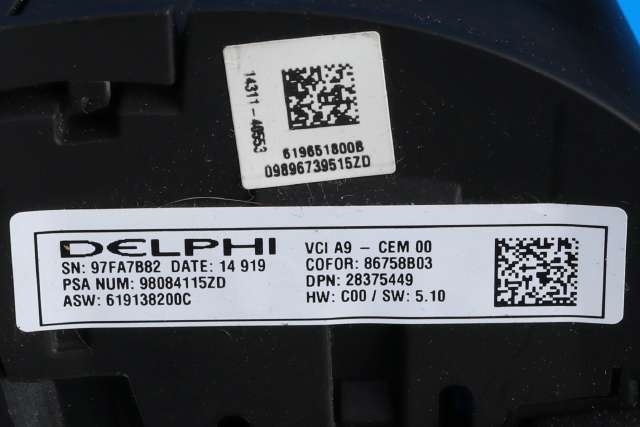 Airbag ratt til Peugeot 208 2012-2019 (Type I)  (PEUGEOT|98 084115 ZD|98 072114 ZD|)
