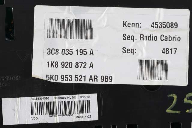 Instrumentpanel til VW Scirocco 2008-2013  (VAG|1K8 920 872 A|)