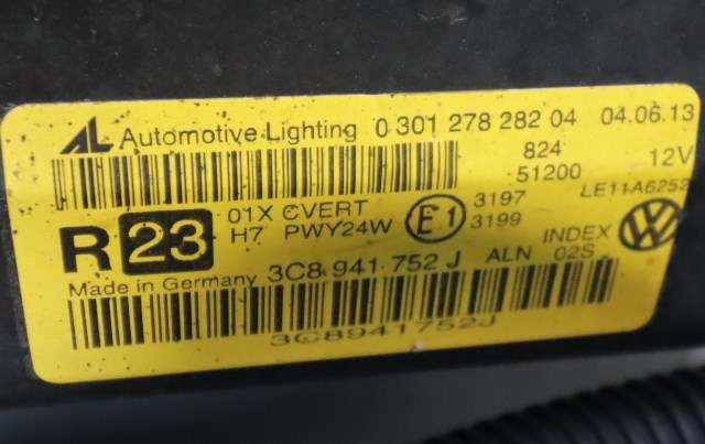 Frontlykt høyre xenon til VW CC 2012-2014 (PASSAT CC) (PASSAT CC) (VAG|3C8 941 752 J|)
