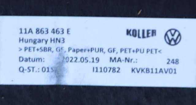Bagasjerom teppe/gulvplate til VW ID.5 2022-->> (VAG|11A 863 463 E|)