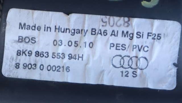Bagasjerom rollon til Audi A4 2007-2014 (Type IV) (B8) (B8) (VAG|8K9 863 553|)