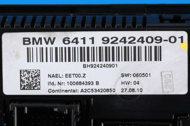 Varmeapparat betjening til BMW 1-Serie 2004-2011 (E81/E82/E87/E88) (E81/E82/E87/E88) (VDO|A2C53420850|64.11-9 242 409|)