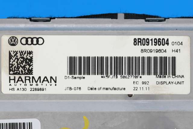 Bilstereo navigasjon skjerm til Audi A4, Allroad 2009-2016 (Type I) (B8) (B8) (VAG|8R0 919 604|)