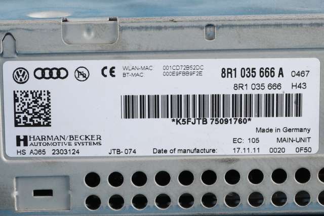 Bilstereo til Audi A4, Allroad 2009-2016 (Type I) (B8) (B8) (VAG|8R1 035 666 A|)