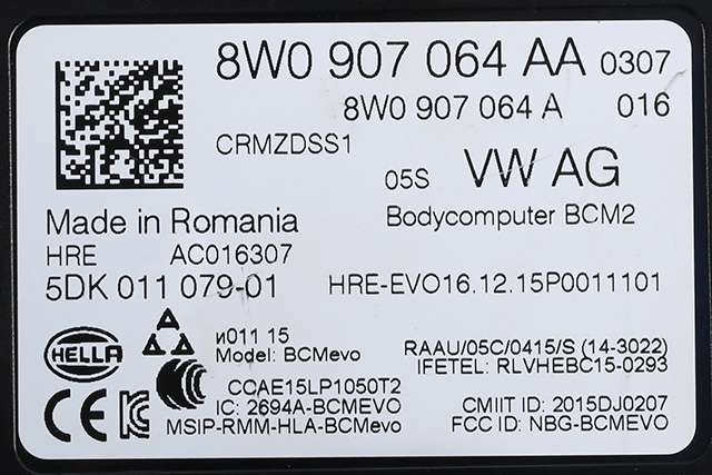 Styreenhet comfort (BCM) til Audi A4 2015-2019 (Type V, Fase 1) (B9) (B9) (VAG|8W0 907 064 AA|)