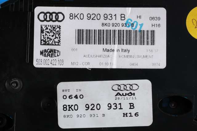 Instrumentpanel til Audi A4, Allroad 2009-2016 (Type I) (B8) (B8) (VAG|8K0 920 931 B|)