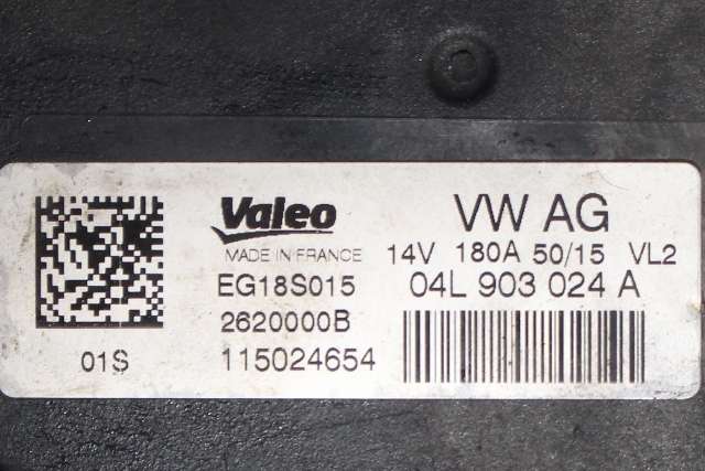 Dynamo diesel til Audi A4 2015-2019 (Type V, Fase 1) (B9) (B9) (VALEO|EG18S015|04L 903 024 A. 14 VOLT - 180AMP|)
