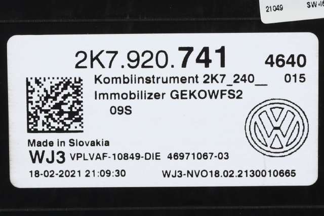 Instrumentpanel til VW Caddy 2020-->> (Type IV)  (VAG|2K7 920 741|)