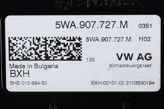 Styreenhet klima/aircondition til VW Caddy 2020-->> (Type IV)  (VAG|5WA 907 727 M|)