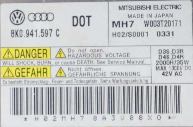 Styreenhet xenon/ballast til Audi A4 2007-2014 (Type IV) (B8) (B8) (VAG|8K0 941 597 C|)