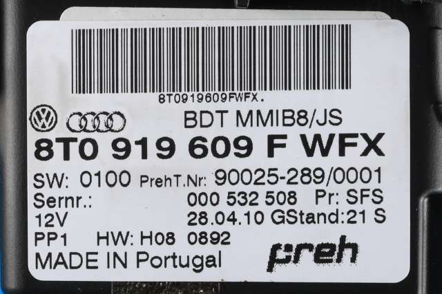 Bilstereo navigasjon betjeningspanel til Audi A4 2007-2014 (Type IV) (B8) (B8) (VAG|8T0 919 609 F|)