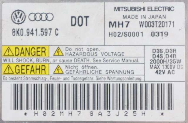Styreenhet xenon/ballast til Audi A4 2007-2014 (Type IV) (B8) (B8) (VAG|8K0 941 597 C|)