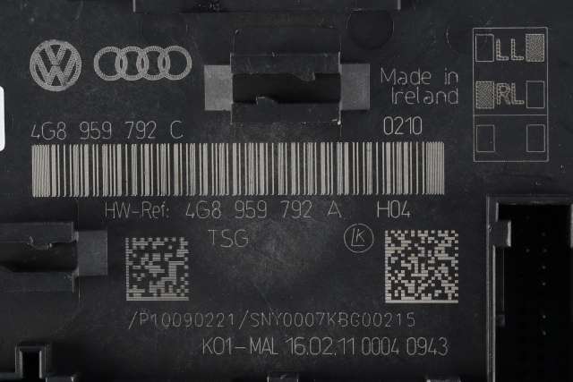 Styreenhet dør høyre foran til Audi A7 2010-2014 (Type I, Fase 1)  (VAG|4G8 959 792 C|)