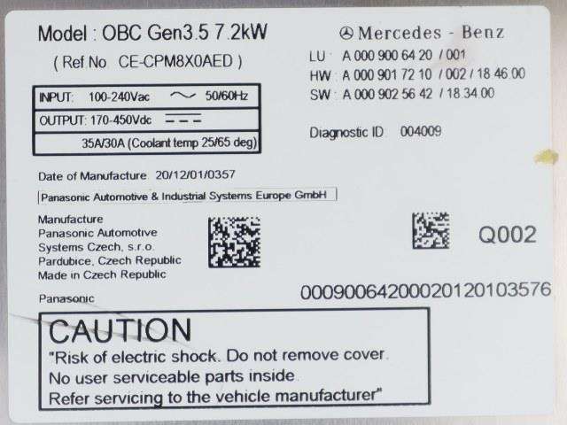 Batterilader (OBC - On Board Charger) til Mercedes E-Klasse 2016-2023 (W213) (W213) (MERCEDES|A 000 900 64 20|)
