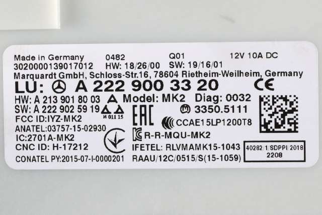Styreenhet nøkkelfri/keyless til Mercedes E-Klasse 2016-2023 (W213) (W213) (MERCEDES|A 222 900 33 20|)