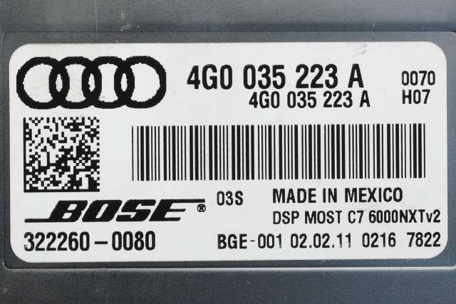 Bilstereo forsterker til Audi A7 2010-2014 (Type I, Fase 1)  (BOSE|322260-0080|4G0 035 223 A|)