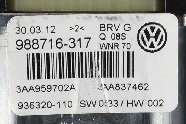 Ruteheis, kun motor, høyre foran til VW Passat 2011-2015 (B7) (B7) (VAG|3AA 959 702 A|3C0 959 792 C|)