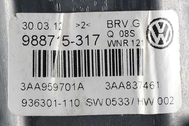 Ruteheis, kun motor, venstre foran til VW Passat 2011-2015 (B7) (B7) (VAG|3AA 959 701 A|3C0 959 793 C|)