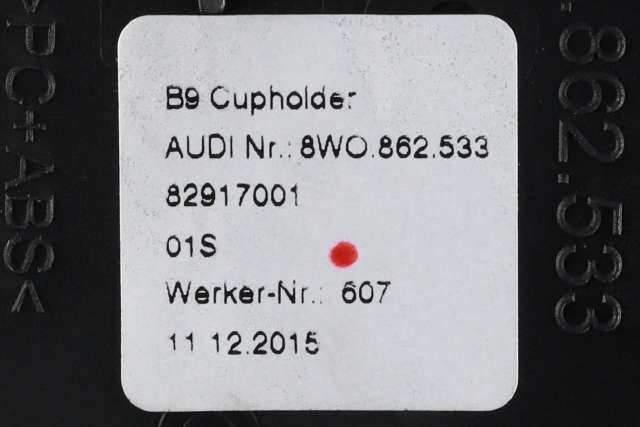 Dashbord koppholder til Audi A4 2015-2019 (Type V, Fase 1) (B9) (B9) (VAG|8W0 862 533|8W1 864 261 E|)