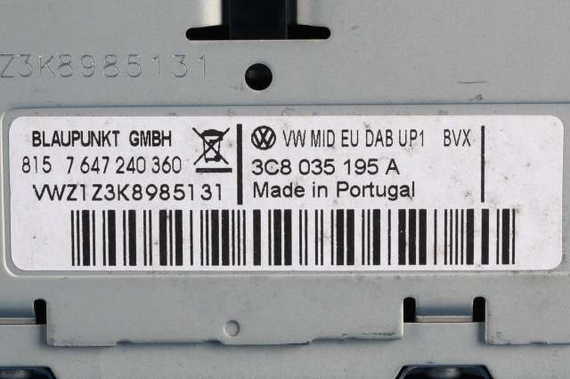 Bilstereo, med DAB til VW Golf, Plus/Cross 2009-2013 (Fase 2) (VAG|3C8 035 195 A|)
