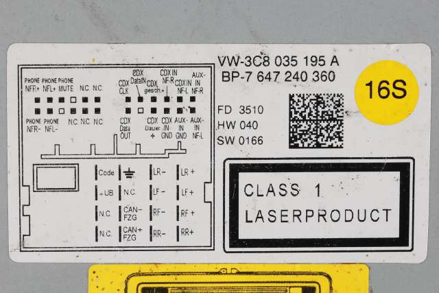 Bilstereo, med DAB til VW Golf, Plus/Cross 2009-2013 (Fase 2) (VAG|3C8 035 195 A|)