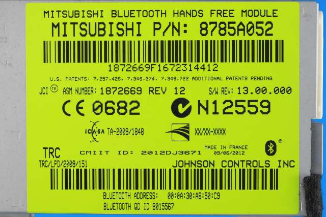 Styreenhet bluetooth til Mitsubishi Outlander 2012-2015 (Type III, Fase 1) (MITSUBISHI|8785A052|)