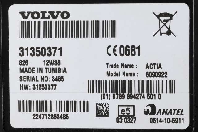 Styreenhet diverse til Volvo V70 2007-2013 (Type III, Fase 1) (VOLVO|31350371|)