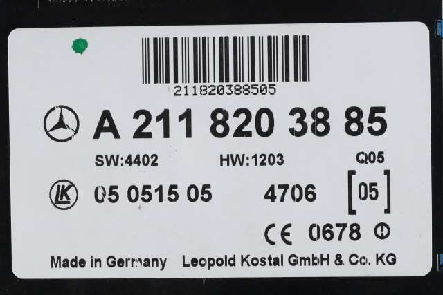 Styreenhet nøkkelfri/keyless til Mercedes CLS 2004-2010 (C219) (C219) (MERCEDES|A 211 820 38 85|)