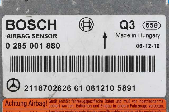 Styreenhet airbag hovedsensor til Mercedes CLS 2004-2010 (C219) (C219) (BOSCH|0 285 001 880|211 870 26 26|)