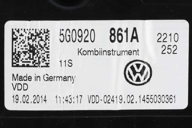 Instrumentpanel til VW Golf VII 2012-2017 (Fase 1) (VAG|5G0 920 861 A|)