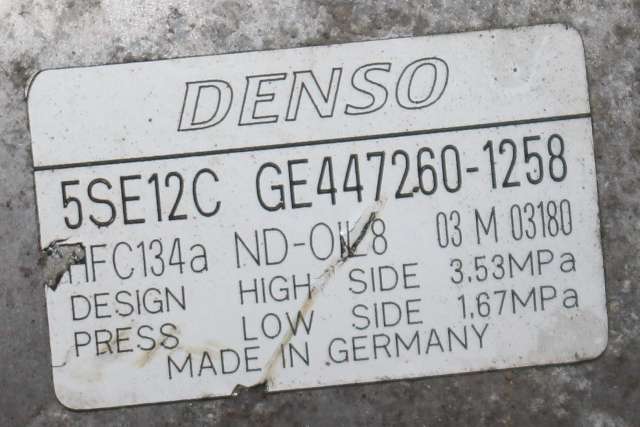 Aircondition kompressor til Toyota Avensis 2009-2015 (Type III, Fase 1)  (DENSO|447260-1258|)