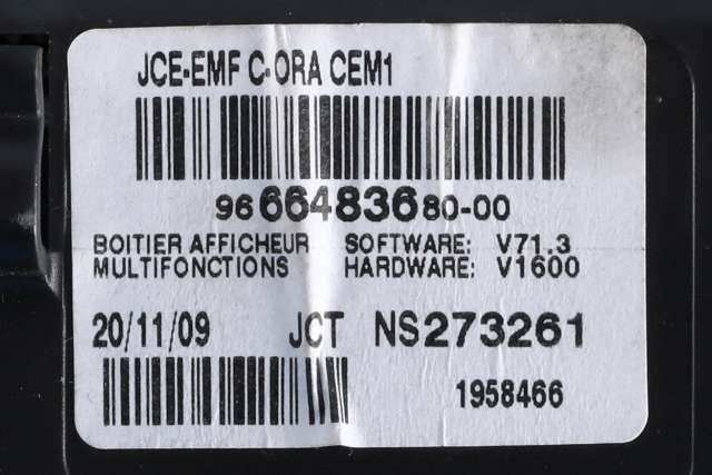 Instrument kjørecomputer til Peugeot 3008 2009-2016 (Type I)  (JOHNSON|NS273261|96 664836 80|)