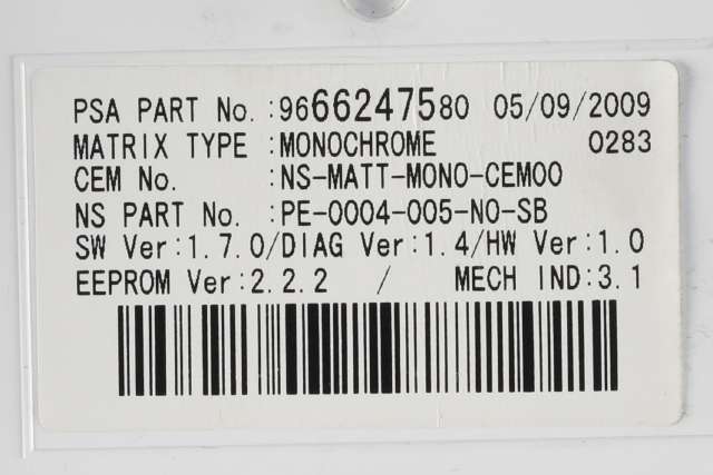 Instrumentpanel til Peugeot 3008 2009-2016 (Type I)  (YAZAKI|69189-270U|96 662763 80|)