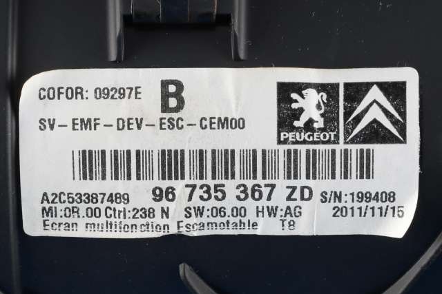 Instrument kjørecomputer til Citroën Berlingo 2019-->> (Type III) (CITROEN|96 735367 ZD|)