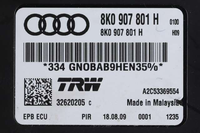 Styreenhet elektrisk parkbrems (EPB - Electric Parking Brake) til Audi A4 2007-2014 (Type IV) (B8) (B8) (VAG|8K0 907 801 H|)