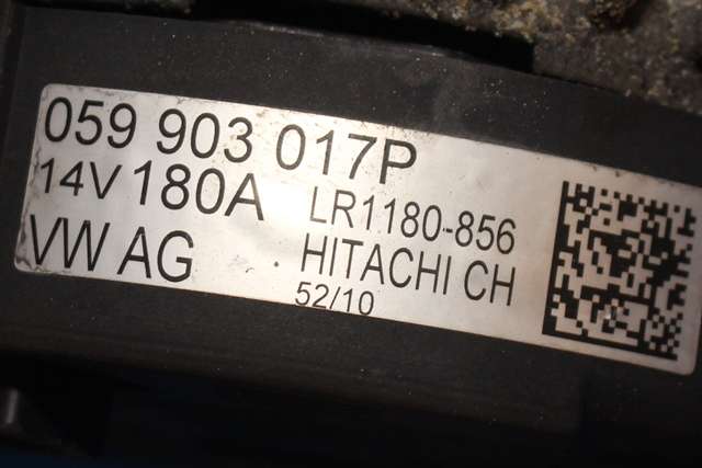 Dynamo diesel til Audi A7 2010-2014 (Type I, Fase 1) (HITACHI|LR1180-856|059 903 017 P. 14 VOLT - 180 AMP|)