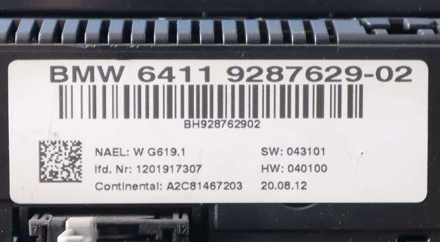 Varmeapparat betjening til BMW X3 2010-2017 (F25) (F25) (BMW|64.11-9 287 629|)