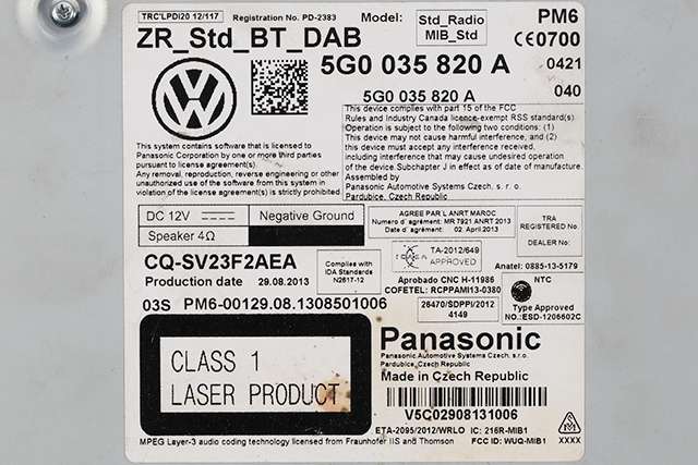 Bilstereo, med DAB til VW Golf VII 2012-2017 (Fase 1)  (VAG|5G0 035 820 A|)