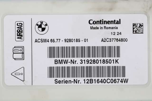 Styreenhet airbag hovedsensor til BMW X3 2010-2017 (F25) (F25) (CONTINENT|A2C37764800|65.77-9 280 185|)