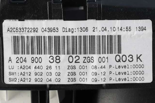 Instrumentpanel til Mercedes C-Klasse 2007-2011 (Fase 1) (W204) (W204) (MERCEDES|A 204 900 38 02|)