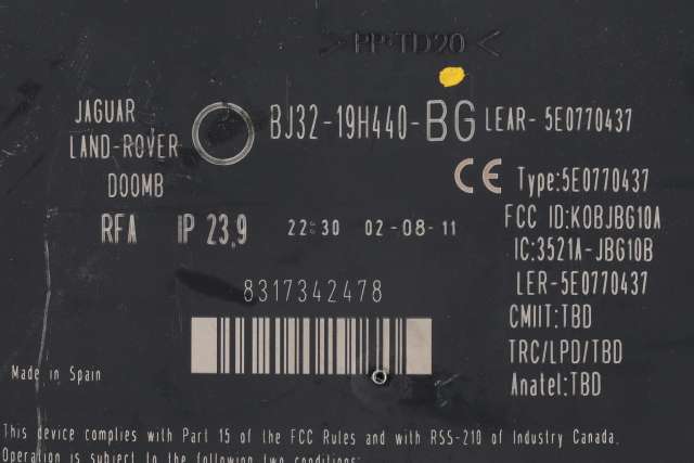 Styreenhet nøkkelfri/keyless til Land Rover Range Rover, Evoque 2011-2019 (Type I) (LAND ROVER|BJ32-19H440-BG|)