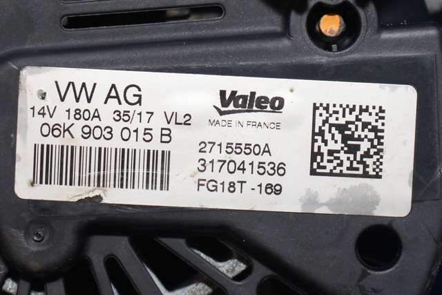 Dynamo diesel til Škoda Kodiaq 2017-->> (VALEO|2715550A|06K 903 015 B. 14 VOLT - 180 AMP|)