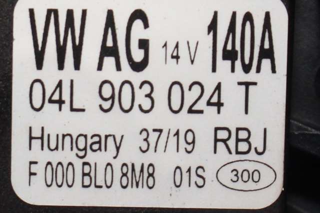 Dynamo diesel til Škoda Octavia 2017-2020 (Type III, Fase 2)  (BOSCH|F 000 BL0 8M8|04L 903 024 T. 14 VOLT - 140 AMP|)