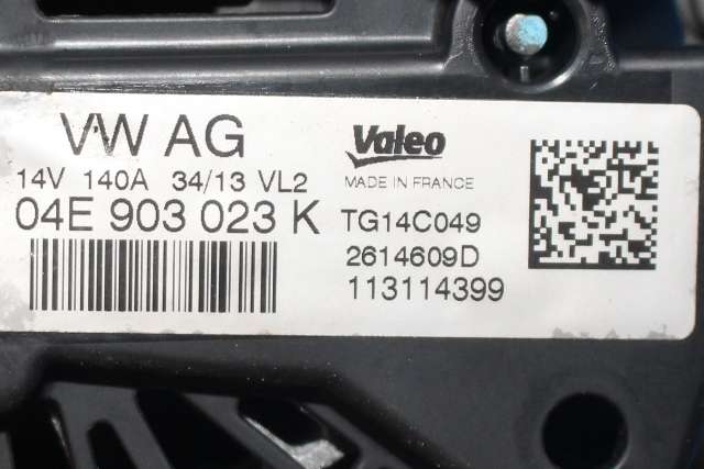 Dynamo til VW Golf VII 2012-2017 (Fase 1)  (VALEO|TG14C049|04E 903 023 K. 14 VOLT - 140 AMP.|)