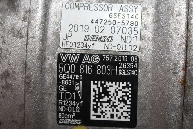 Aircondition kompressor til Škoda Octavia 2017-2020 (Type III, Fase 2)  (DENSO|447250-5790|5Q0 816 803 H|)