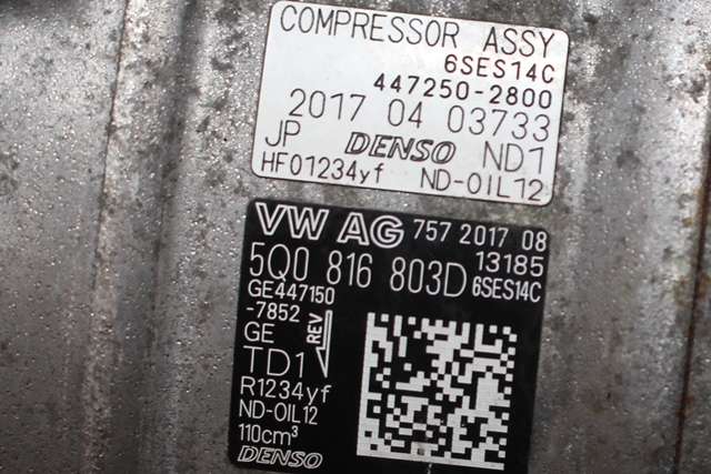 Aircondition kompressor til Škoda Kodiaq 2017-->> (DENSO|447250-2800|5Q0 816 803 D.|)