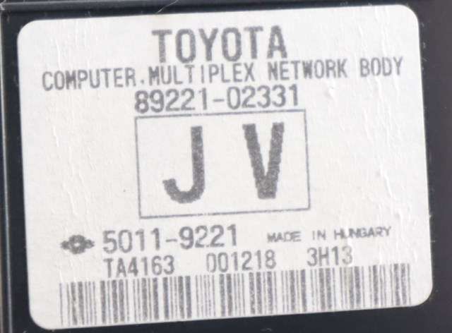 Styreenhet diverse til Toyota Auris 2013-2015 (Type II, Fase 1) (TOYOTA|89221-02331|)