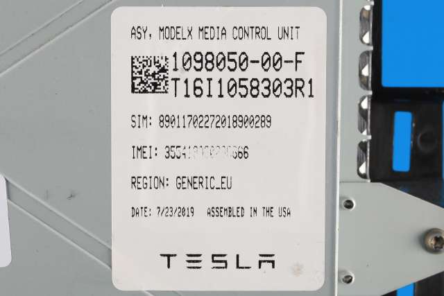 Multimedia display (MCU - Media Controller Unit) til Tesla Model S 2013-2016 (Fase 1) (TESLA|1098050-00-F|)
