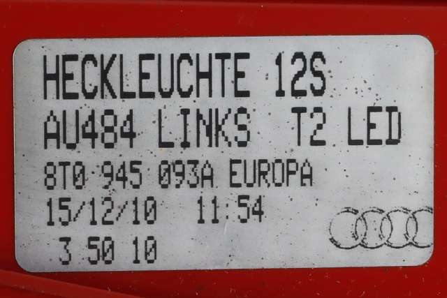 Baklykt venstre indre til Audi A5 2007-2016 (Type I)  (VAG|8T0 945 093 A|)