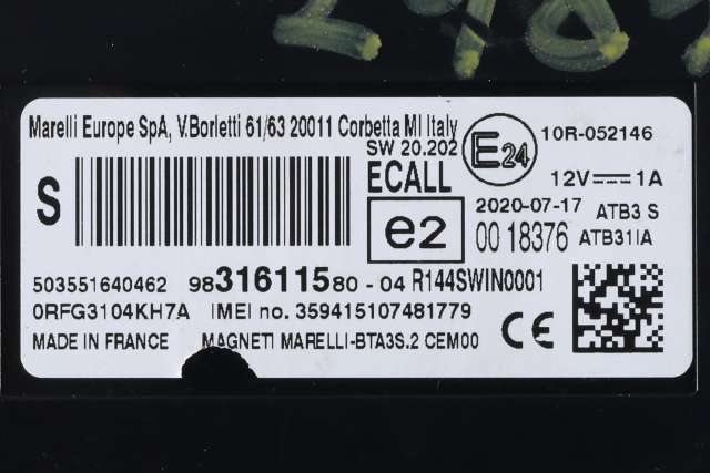 Styreenhet bluetooth til Toyota Proace City 2020-->>  (PSA|98 316115 80|)